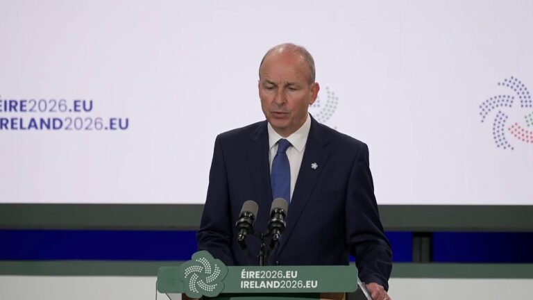 Президент України Володимир Зеленський і Прем’єр-міністр Ірландії Мікхол Мартін спілкуються з медіа